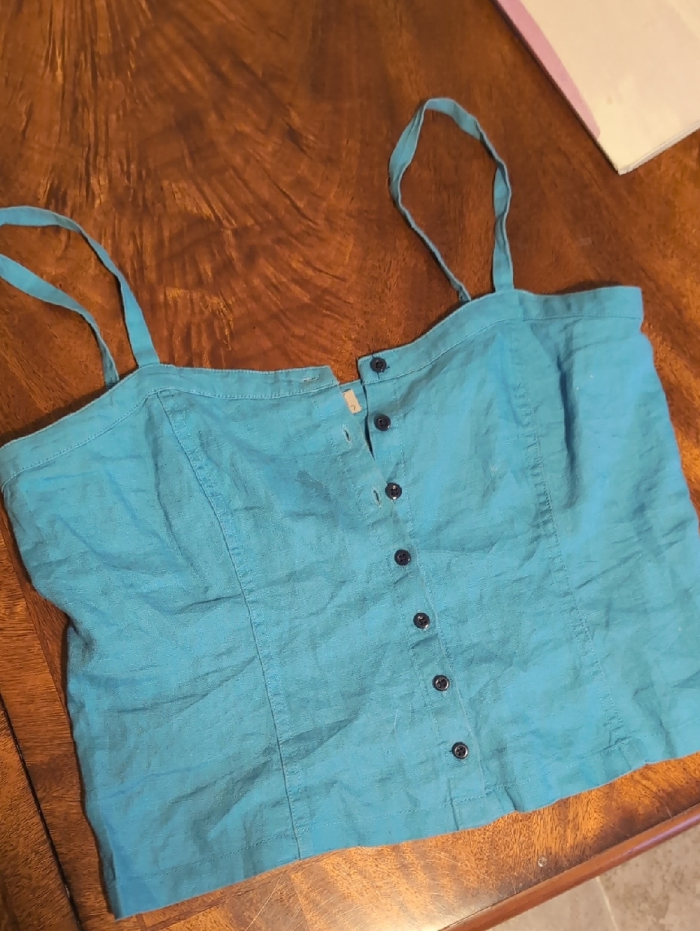Everlane Turquoise Button-Front Linen Cami